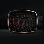 Python Snakeskin Print Western Belt with Removable Buckle - Black Cherry