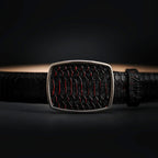 Python Snakeskin Print Western Belt with Removable Buckle - Black Cherry
