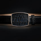 Python Snakeskin Print Western Belt with Removable Buckle - Blue