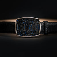 Python Snakeskin Print Western Belt with Removable Buckle - Blue