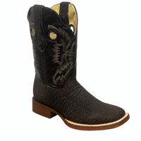 A&A Western Wear Men's Bull Neck Leather Square Toe Western Boots – Brown - OriginalWestern.com