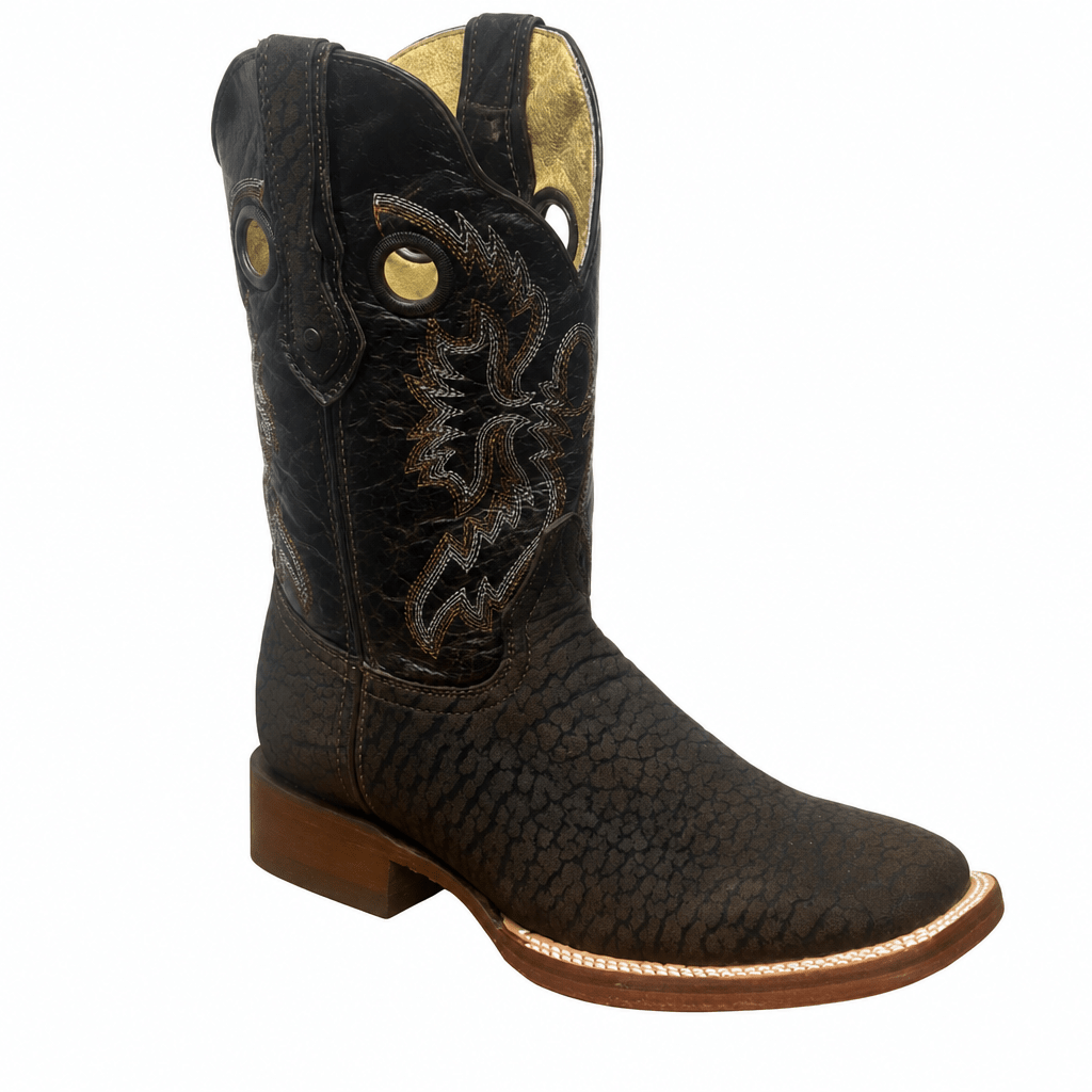 A&A Western Wear Men's Bull Neck Leather Square Toe Western Boots – Brown - OriginalWestern.com