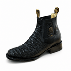 A&A Western Wear Men’s Crocodile Belly Print Square Toe Ankle Boots – Black - OriginalWestern.com