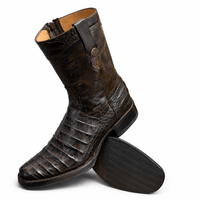A&A Western Wear Men's Crocodile Print Square Toe Zip Boots – Brown(Cafe) - OriginalWestern.com