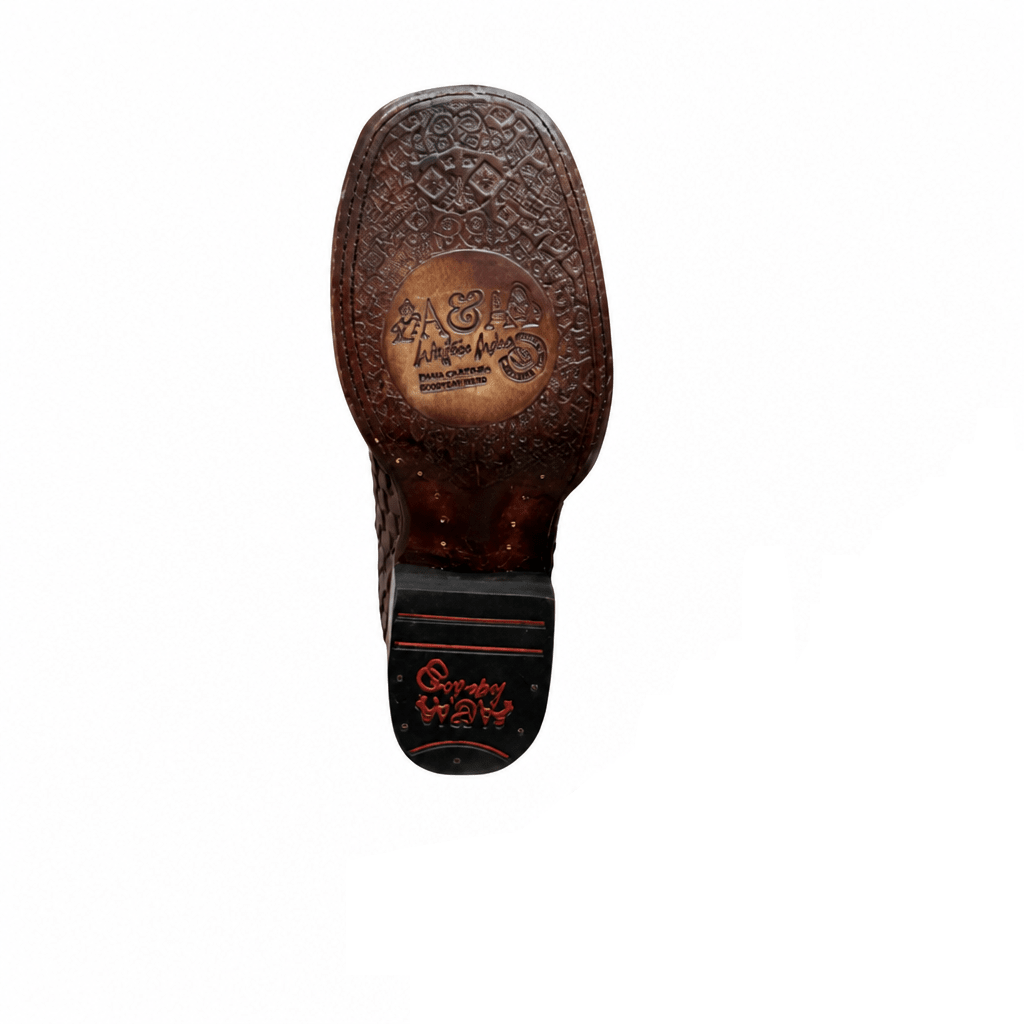 A&A Western Wear Men’s Hand-Woven Leather Square Toe Ankle Boots – Brown - OriginalWestern.com