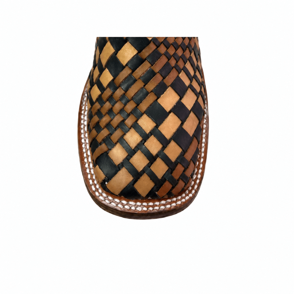 A&A Western Wear Men’s Hand-Woven Leather Square Toe Ankle Boots – Two-Tone - OriginalWestern.com