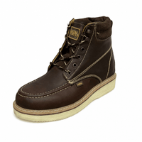 A&A Western Wear Men’s Leather Moc-Toe Lace-Up Work Boots – Brown - OriginalWestern.com