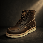 A&A Western Wear Men’s Leather Moc-Toe Lace-Up Work Boots – Brown - OriginalWestern.com