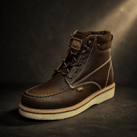 A&A Western Wear Men’s Leather Moc-Toe Lace-Up Work Boots – Brown - OriginalWestern.com