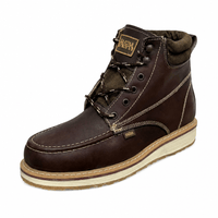 A&A Western Wear Men’s Leather Moc-Toe Lace-Up Work Boots – Brown - OriginalWestern.com