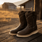 A&A Western Wear Men's Leather Round Toe Work Western Boots – Brown - OriginalWestern.com