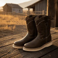 A&A Western Wear Men's Leather Round Toe Work Western Boots – Brown - OriginalWestern.com