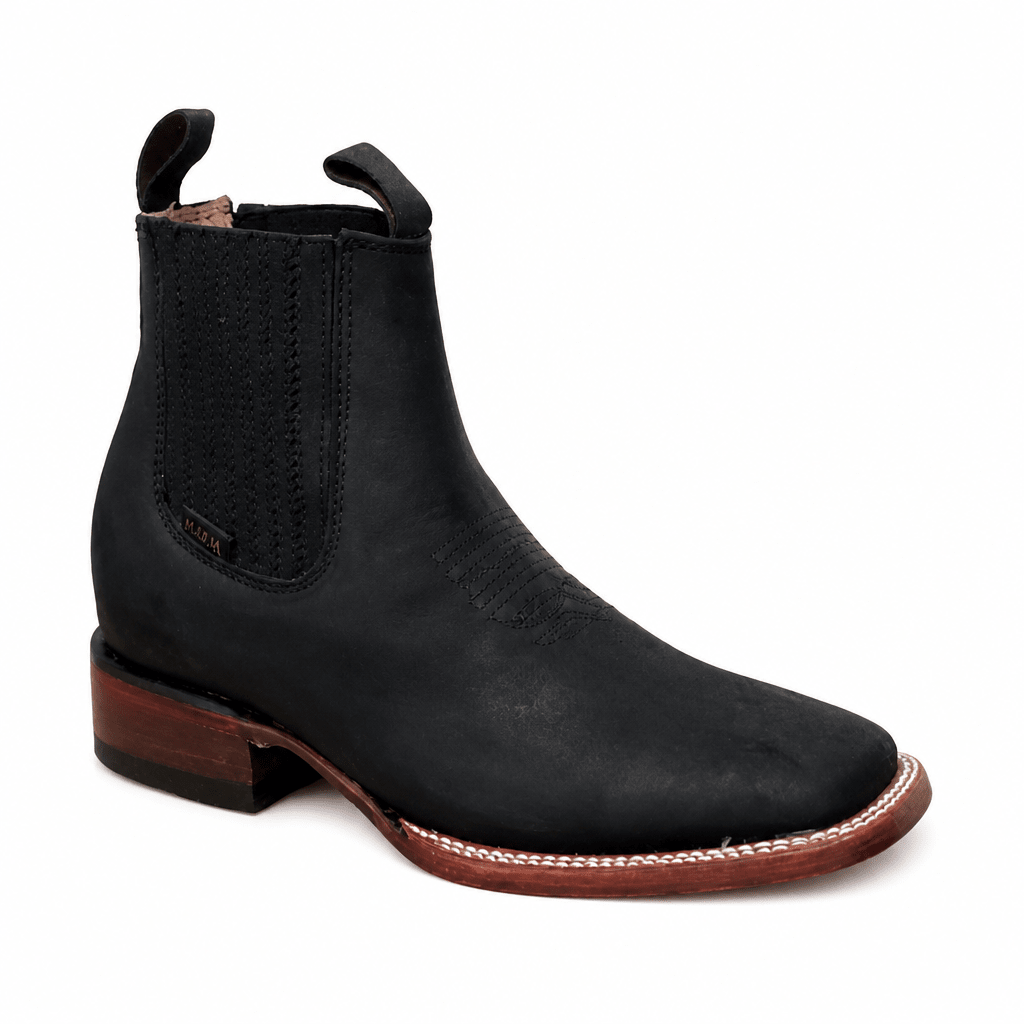 A&A Western Wear Men’s Leather Square Toe Ankle Boots – Black - OriginalWestern.com