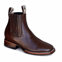 A&A Western Wear Men’s Leather Square Toe Ankle Boots – Brown - OriginalWestern.com