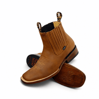 A&A Western Wear Men’s Leather Square Toe Ankle Boots – Tan - OriginalWestern.com