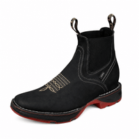 A&A Western Wear Men’s Leather Square Toe Chelsea Work Boots – Black - OriginalWestern.com