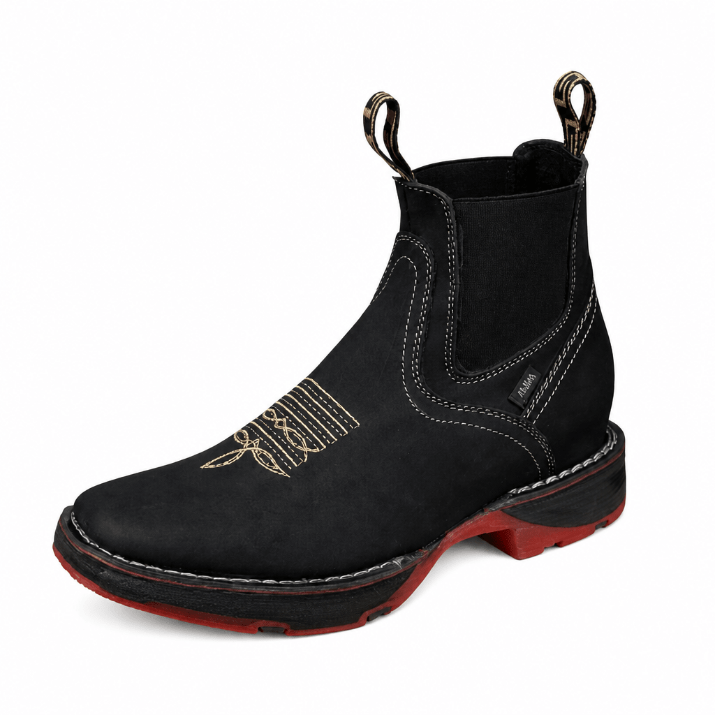 A&A Western Wear Men’s Leather Square Toe Chelsea Work Boots – Black - OriginalWestern.com