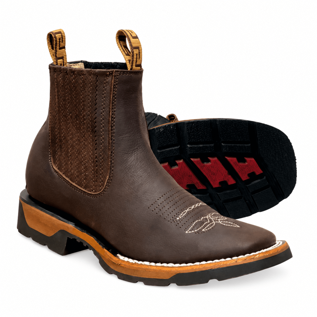 A&A Western Wear Men's Leather Square Toe Chelsea Work Boots – Chocolate - OriginalWestern.com