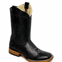 A&A Western Wear Men’s Leather Square Toe Western Boots – Black - OriginalWestern.com