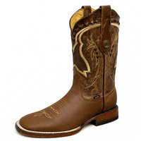 A&A Western Wear Men’s Leather Square Toe Western Boots – Tan - OriginalWestern.com