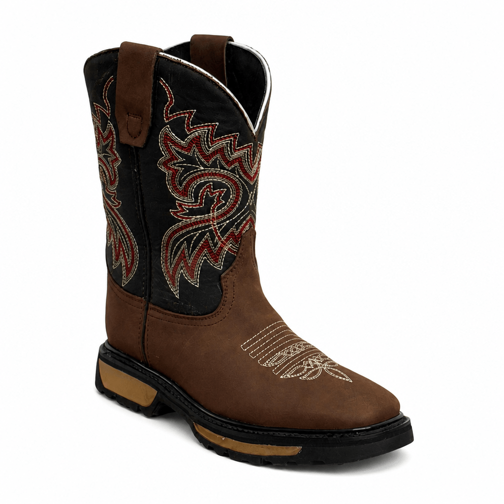 A&A Western Wear Men’s Leather Square Toe Work Western Boots – Brown - OriginalWestern.com