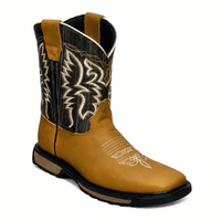 A&A Western Wear Men’s Leather Square Toe Work Western Boots – Mango - OriginalWestern.com