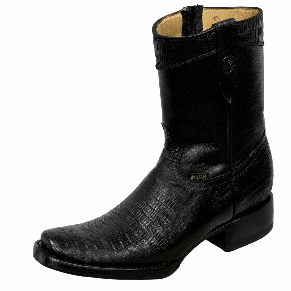 A&A Western Wear Men's Lizard Print Square Toe Zip Boots – Black - OriginalWestern.com