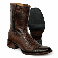 A&A Western Wear Men's Lizard Print Square Toe Zip Boots – Brown-Cafe - OriginalWestern.com