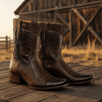 A&A Western Wear Men's Lizard Print Square Toe Zip Boots – Brown-Cafe - OriginalWestern.com