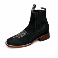 A&A Western Wear Men’s Nubuck Square Toe Ankle Boots – Black - OriginalWestern.com