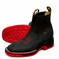 A&A Western Wear Men’s Nubuck Square Toe Chelsea Work Boots – Black & Red - OriginalWestern.com