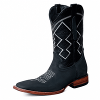 A&A Western Wear Men’s Nubuck Square Toe Western Boots – Black - OriginalWestern.com