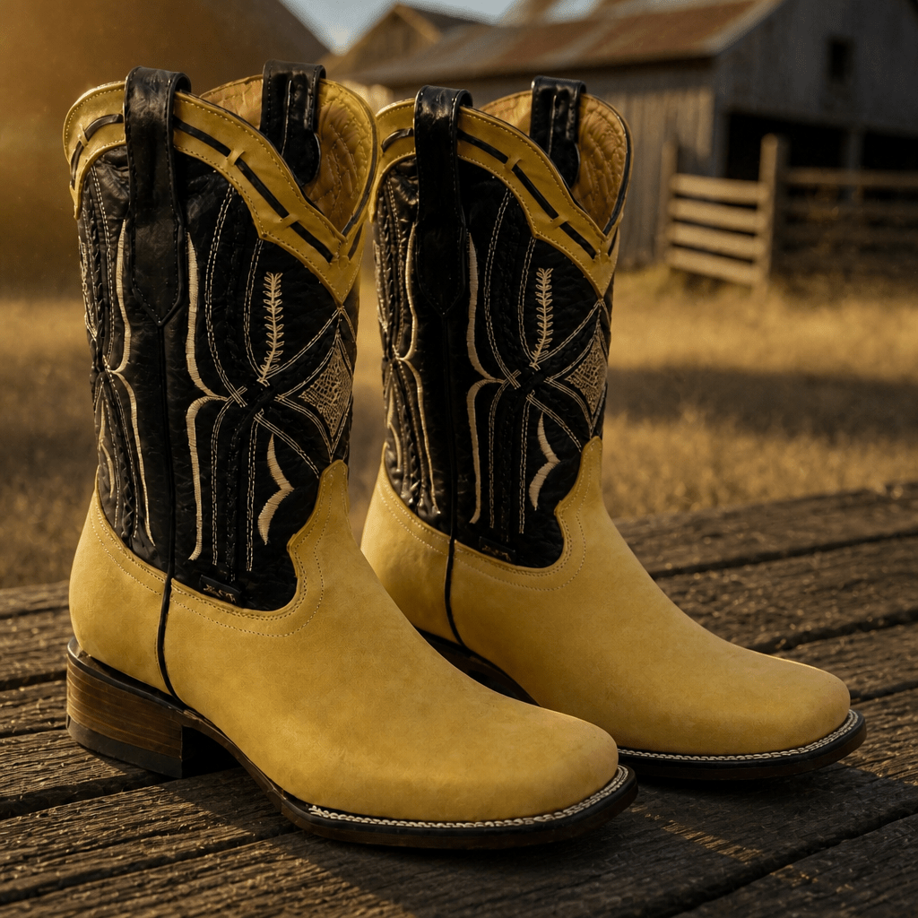A&A Western Wear Men's Nubuck Square Toe Western Boots – Honey - OriginalWestern.com