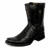 A&A Western Wear Men's Ostrich Print Square Toe Zip Boots – Black - OriginalWestern.com
