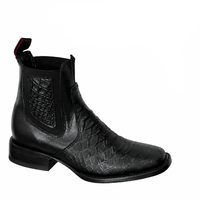 A&A Western Wear Men’s Python Print Square Toe Ankle Boots – Black - OriginalWestern.com