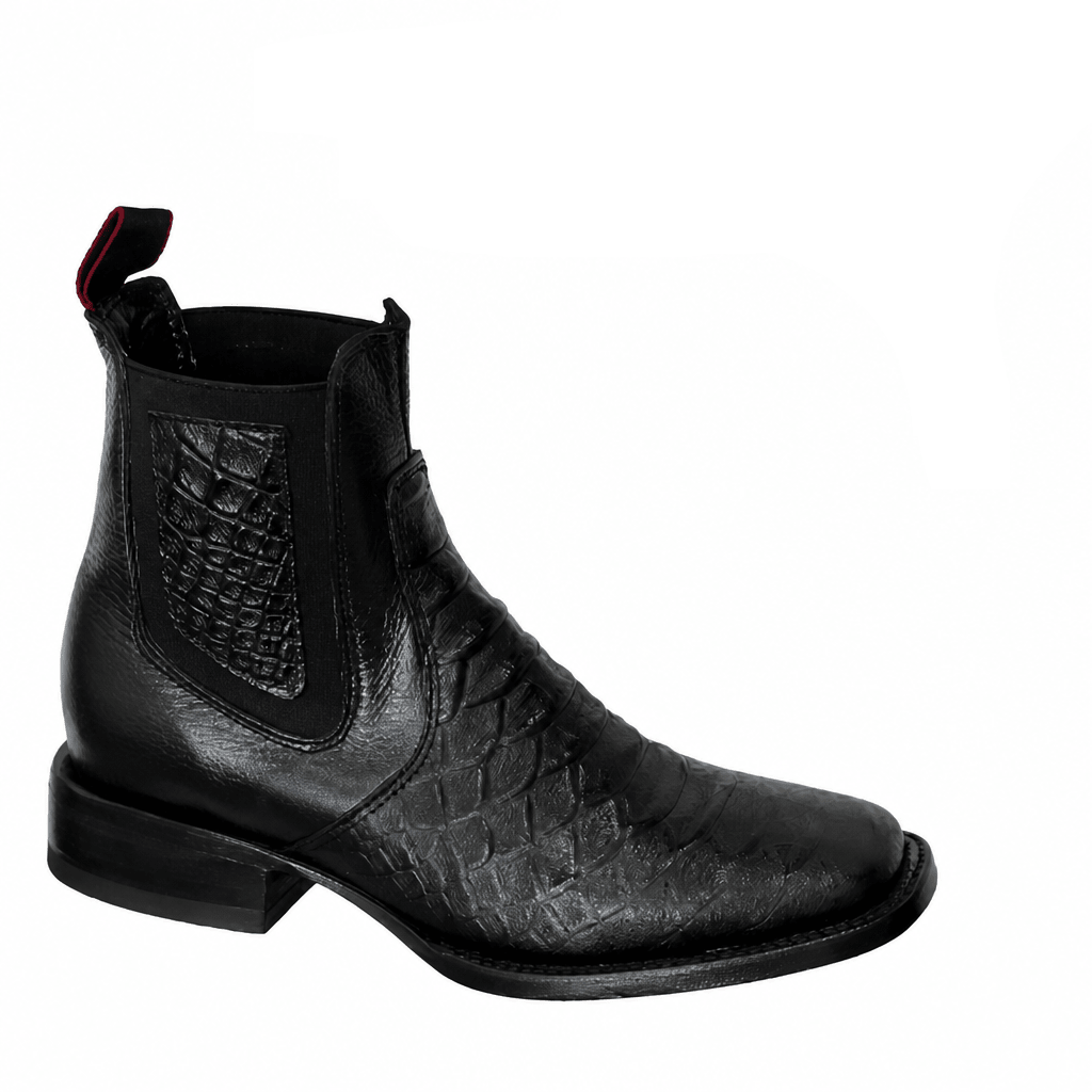 A&A Western Wear Men’s Python Print Square Toe Ankle Boots – Black - OriginalWestern.com