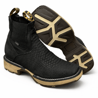 A&A Western Wear Men’s Python Print Square Toe Chelsea Work Boots – Black - OriginalWestern.com