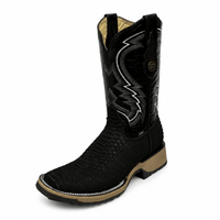 A&A Western Wear Men's Python Print Square Toe Work Western Boots – Black - OriginalWestern.com