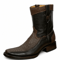 A&A Western Wear Men's Python Print Square Toe Zip Western Boots – Brown - OriginalWestern.com