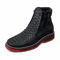 A&A Western Wear Men's Python Print Square Toe Zip Work Boots – Black - OriginalWestern.com