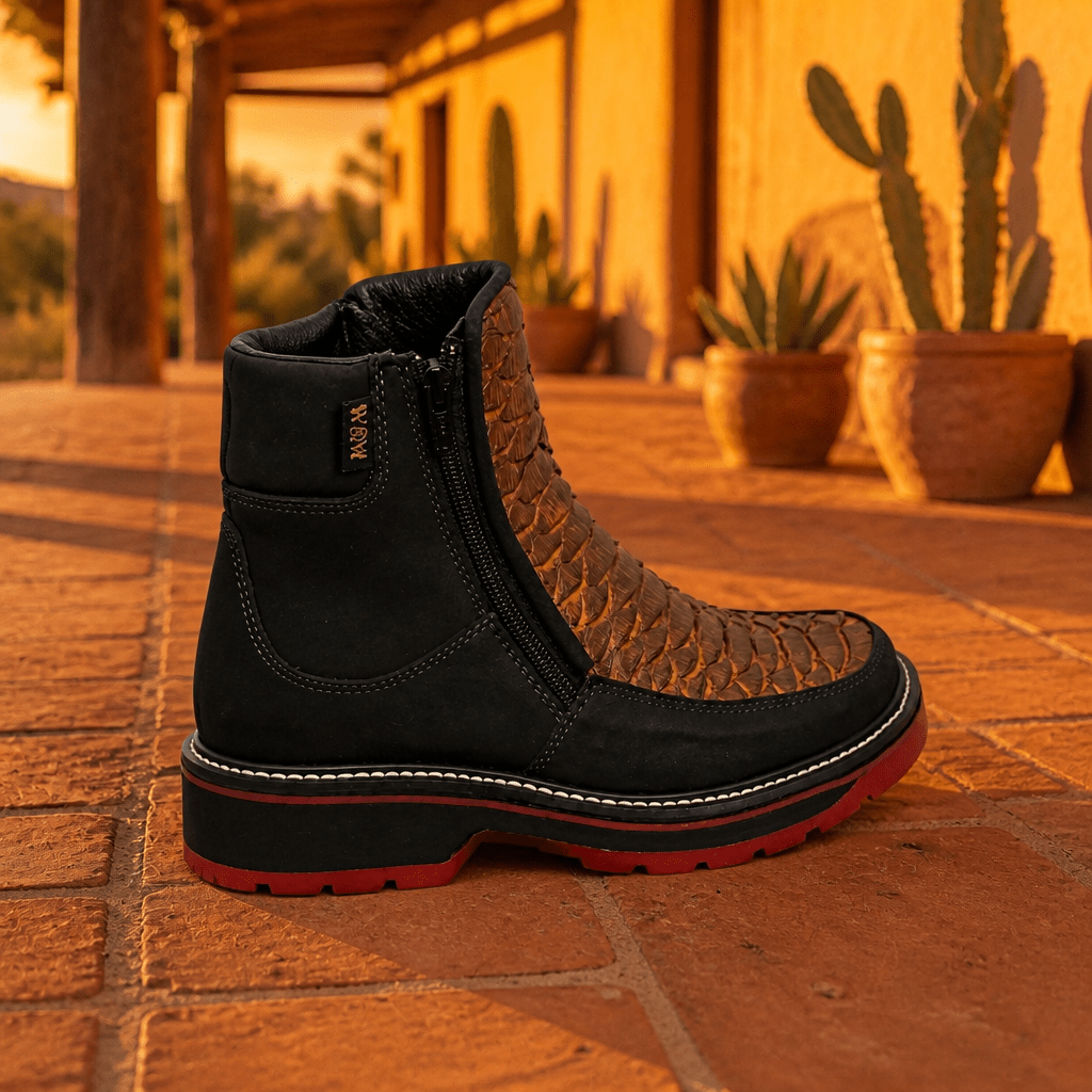 A&A Western Wear Men's Python Print Square Toe Zip Work Boots – Honey - OriginalWestern.com