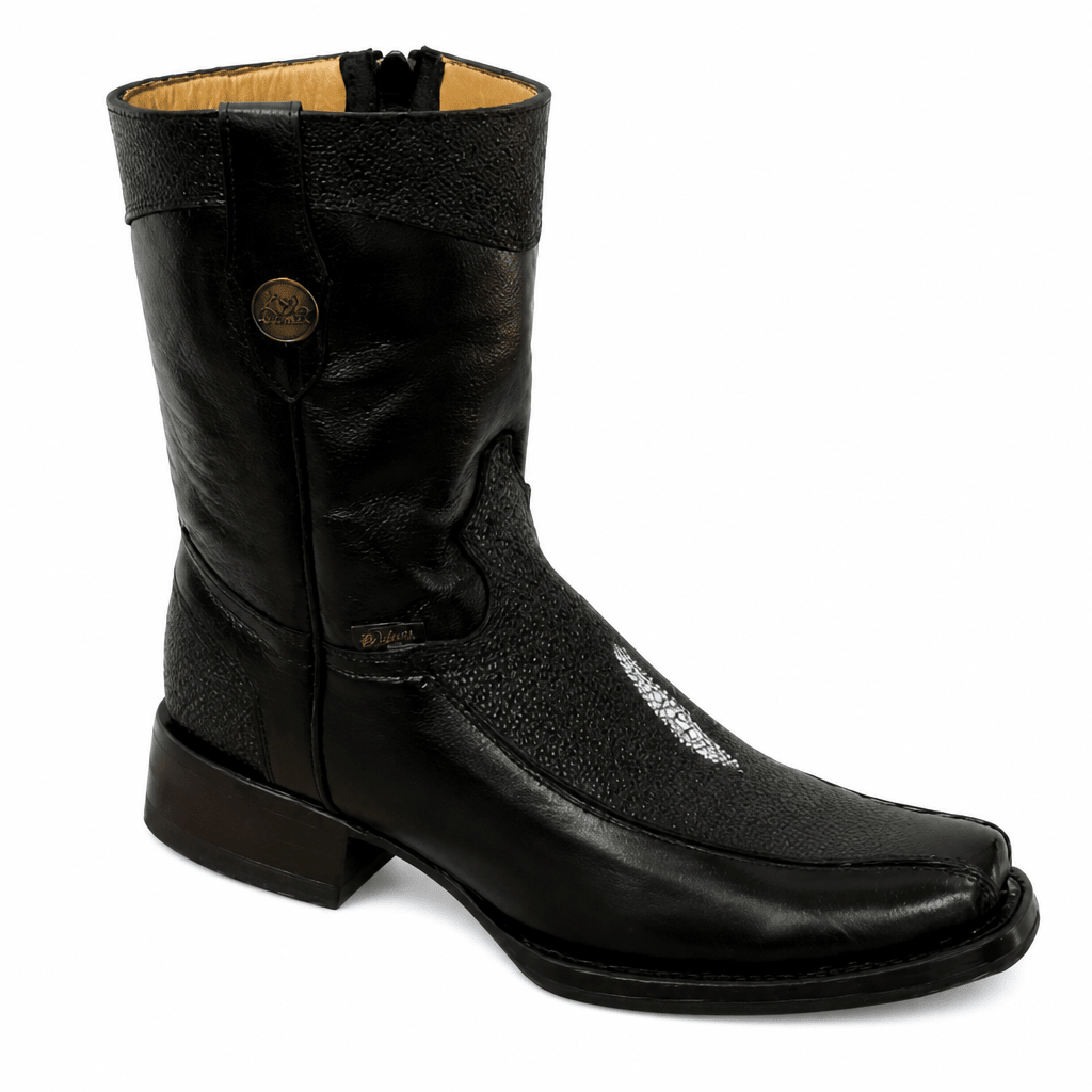 A&A Western Wear Men's Stingray Print Square Toe Zip Boots – Black - OriginalWestern.com