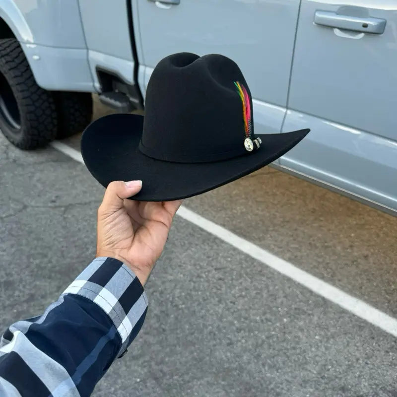 Stone 100X San Judas Sinaloa Style Western Cowboy Fur Felt Hat - Black