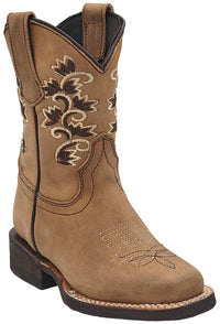 Silverton Kid's Amanda All Leather Square Toe Boots-Tobacco
