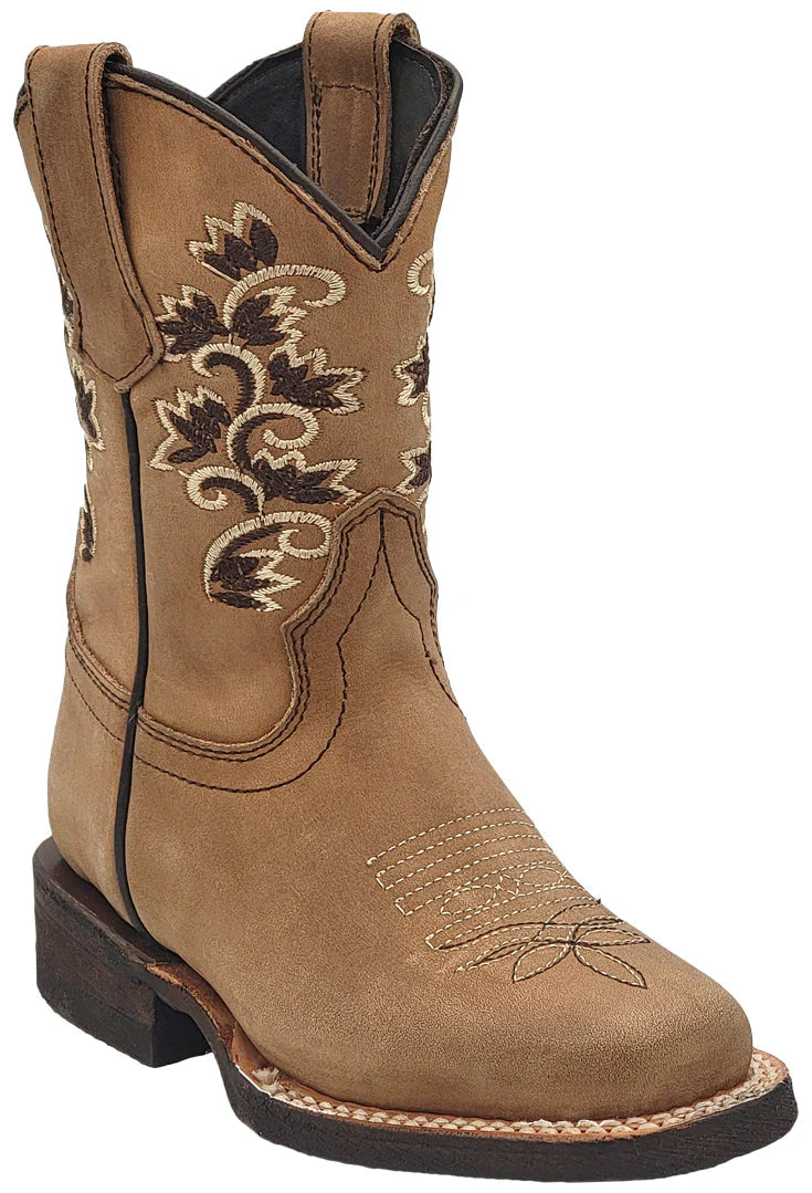 Silverton Kid's Amanda All Leather Square Toe Boots-Tobacco
