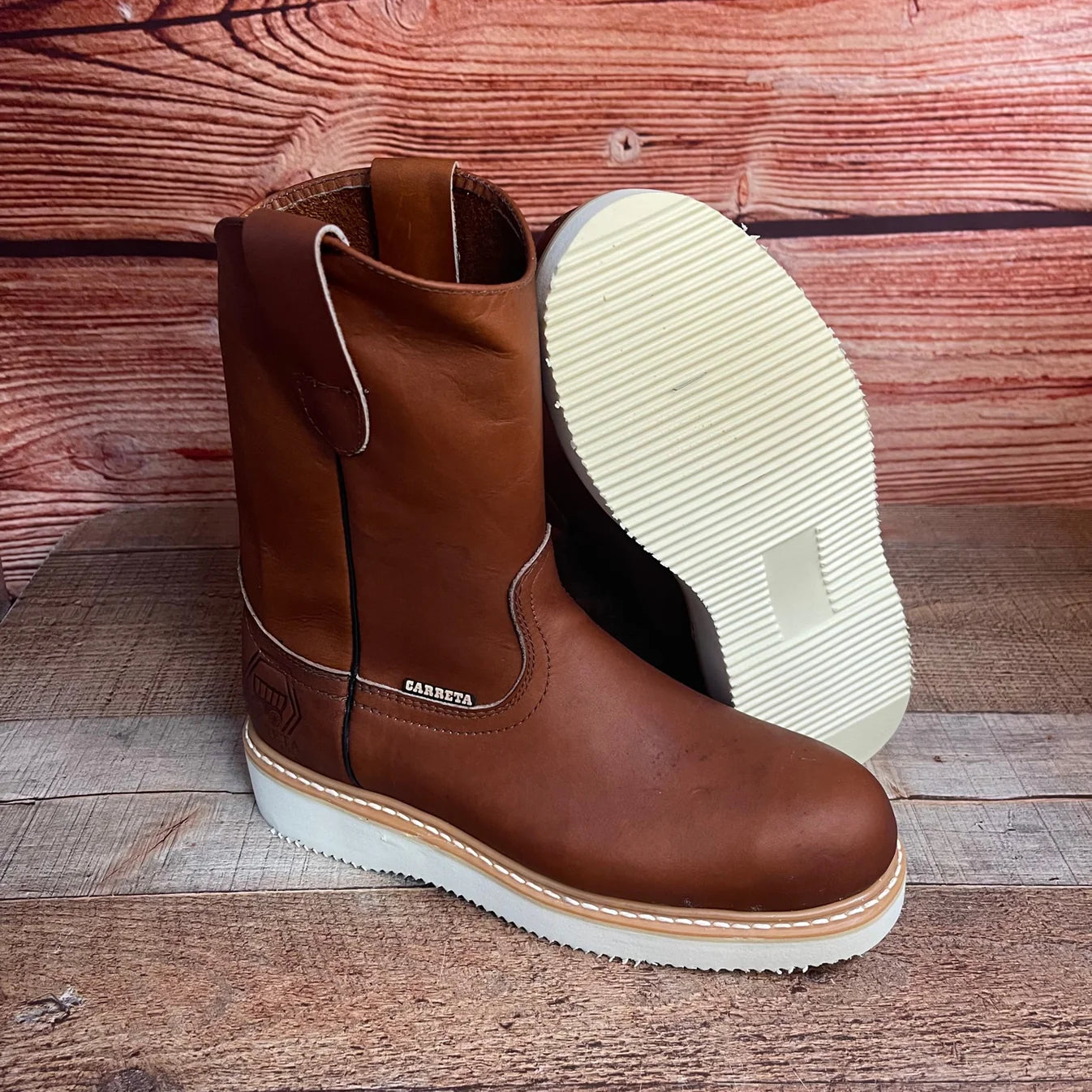 Men's Leather Light Weight Steel Toe Pull on Work Boots Est. 415