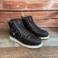 Men's Best Work Boots Zipper Genuine Leather Oil Water Resistant Est. 339 Brown