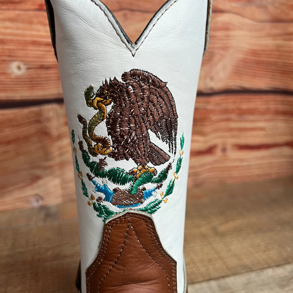 Men's Mexico Flag Leather Square Toe Cowboy Work Boot Est. 975
