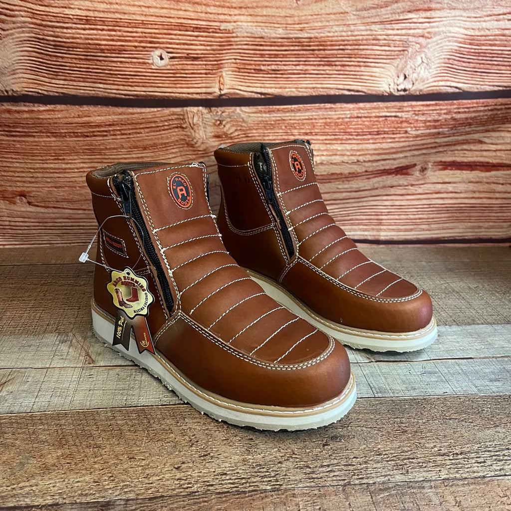 Men's Best Work Boots Zipper Genuine Leather Oil Water Resistant Est. 339 Gold