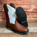 Men's Mexico Flag Leather Square Toe Cowboy Work Boot Est. 975